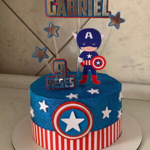 Arquivo de Corte Topo de Bolo Capitão America Logo Camadas