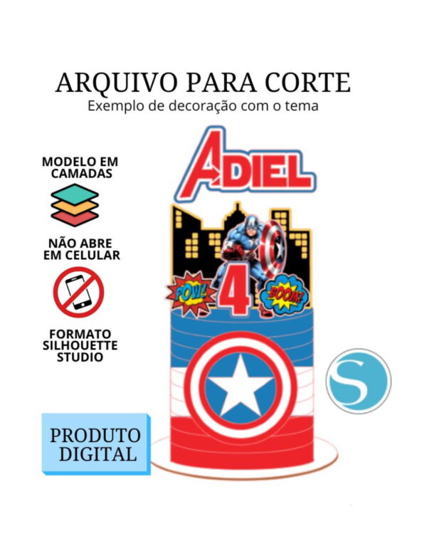 Arquivo de Corte Topo de Bolo - Capitão América