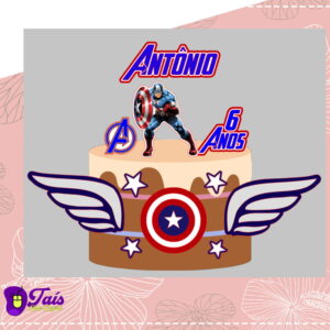 Arquivo de Corte Topo de Bolo Capitão América - Studio e PDF