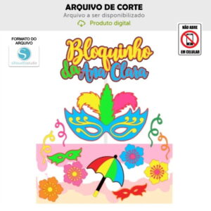 Arquivo de Corte Topo de Bolo Carnaval Máscara