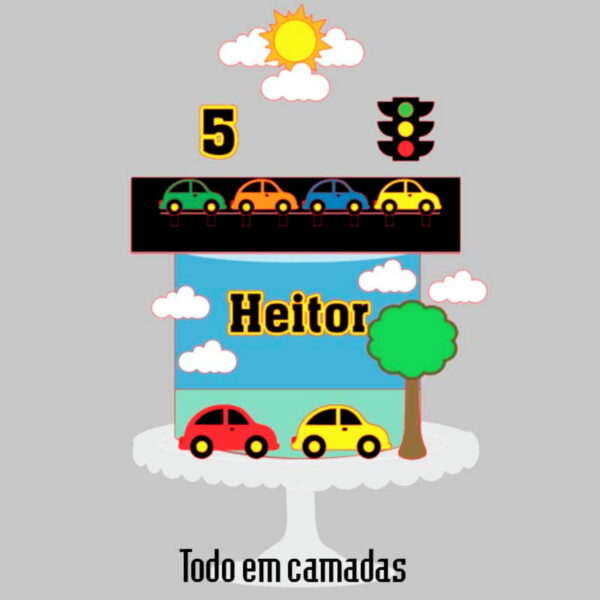 Arquivo de Corte Topo de Bolo Carrinhos + BRINDE