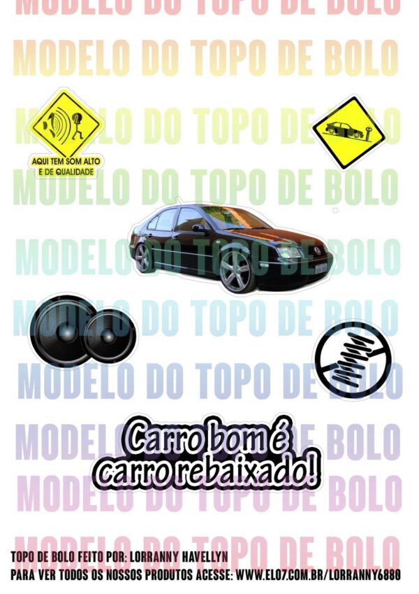 Arquivo Digital Topo de Bolo Carro Rebaixado #1 Pdf/jpg - Imagem 3