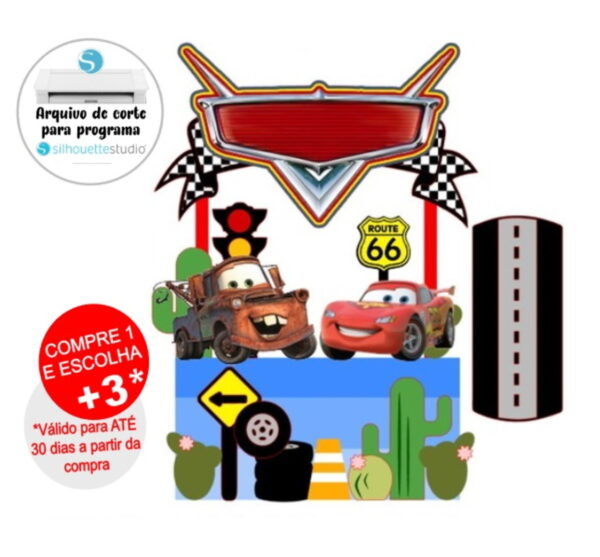 Arquivo de Corte Topo de Bolo Carros