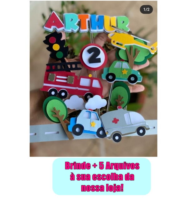 Arquivo de corte Topo de Bolo Carros- cod08