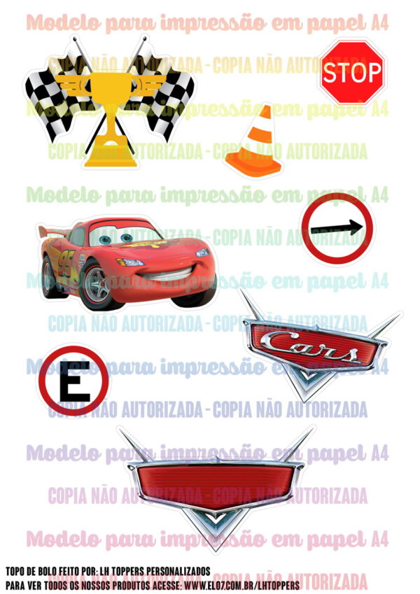 Arquivo de corte Topo de bolo Carros Disney #1 PDF/JPG - Imagem 3