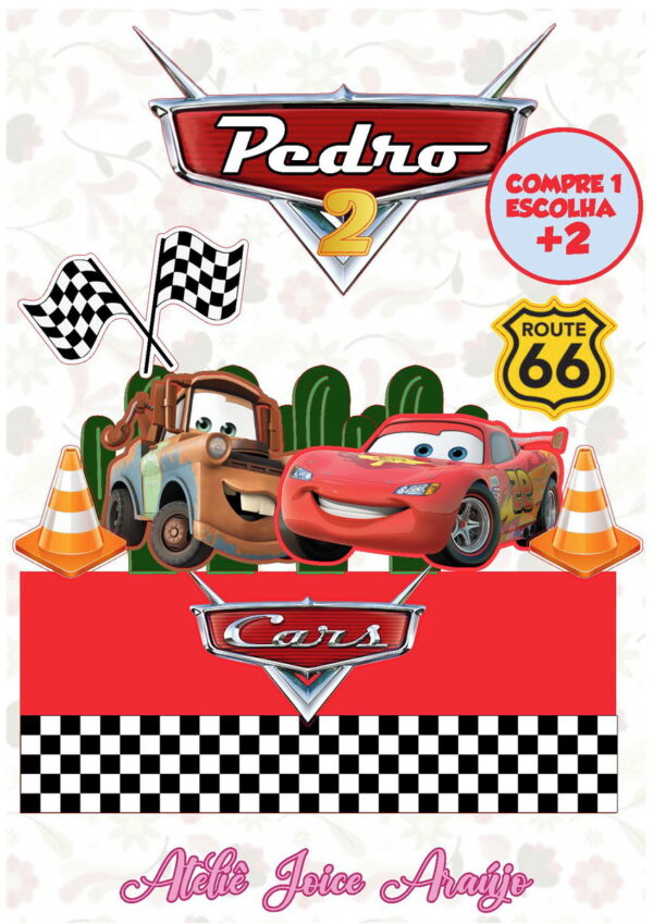 162 - Arquivo de Corte Topo de Bolo Carros Disney 1