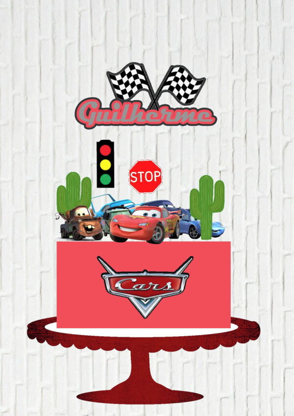 Arquivo de Corte Topo de Bolo Carros Mcqueen Cactos