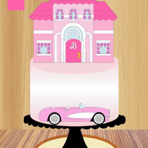Arquivo de Corte Topo de Bolo Casa e Carro da Barbie