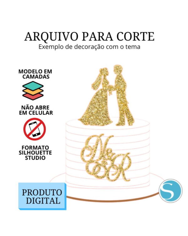 Arquivo de Corte Topo de Bolo - Casamento 1