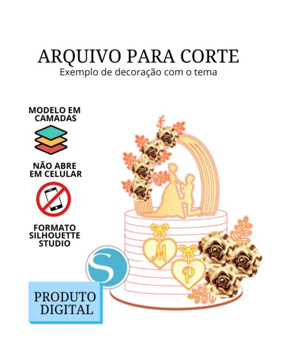 Arquivo de Corte Topo de Bolo - Casamento 2