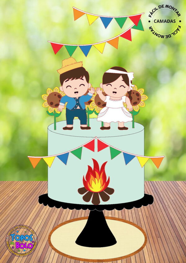 Arquivo de Corte Topo de Bolo Casamento Junino