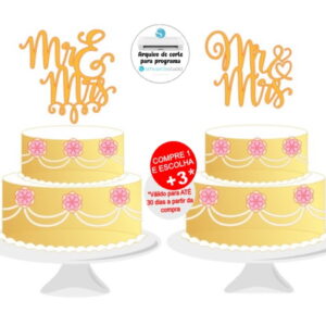 Arquivo de Corte Topo de Bolo Casamento Mr e Mrs