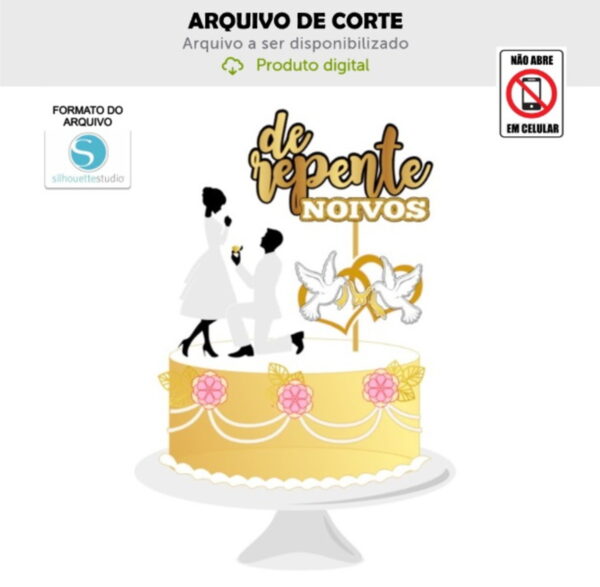 Arquivo de Corte Topo de Bolo Casamento Noivos