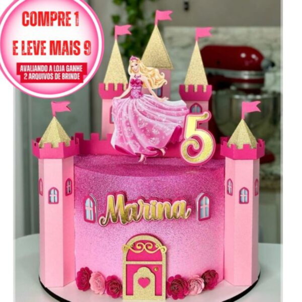 Arquivo de Corte Topo de Bolo Castelo Barbie Studio #2903 - Image 2