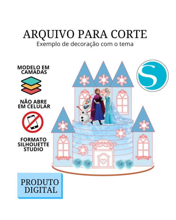 Arquivo de Corte Topo de Bolo -castelo Frozen