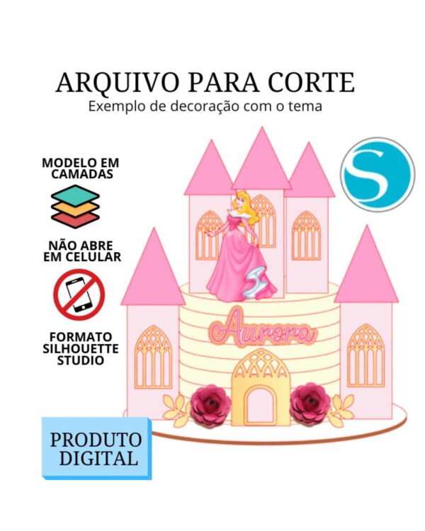 Arquivo de Corte Topo de Bolo - Castelo Princesa Aurora