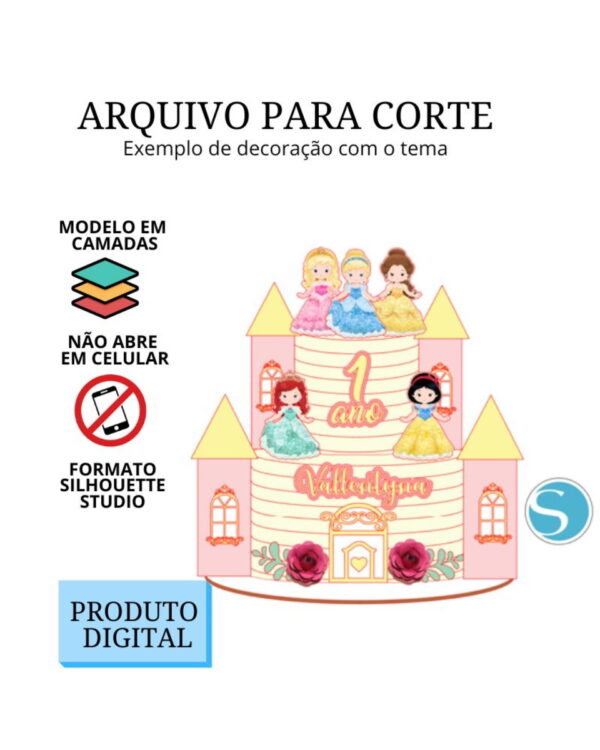 Arquivo de Corte Topo de Bolo - Castelo Princesa - Image 2