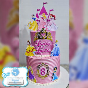 Arquivo de Corte /topo de Bolo - Castelo Princesas 2 + Pngs