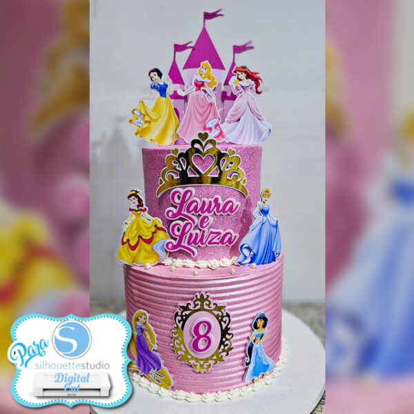 Arquivo de Corte /topo de Bolo - Castelo Princesas 2 + Pngs