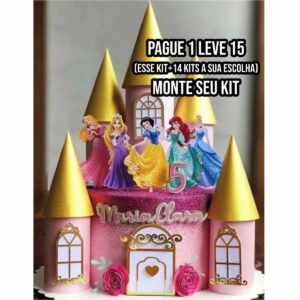 Arquivo de Corte Topo de Bolo Castelo Princesas Disney