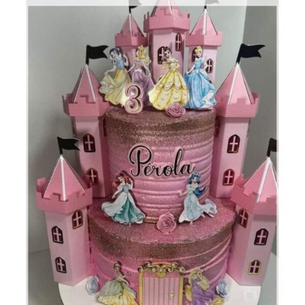 Arquivo de Corte Topo de Bolo Castelo Princesas Studio #2901 - Imagem 2