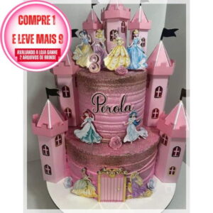 Arquivo de Corte Topo de Bolo Castelo Princesas Studio #2901