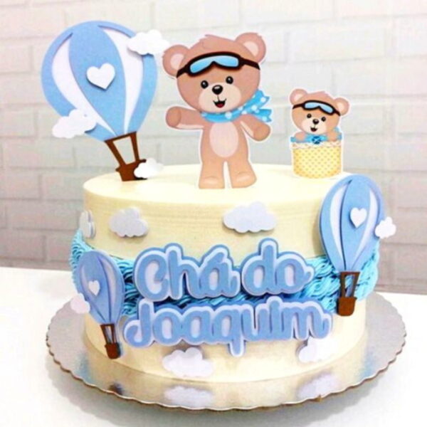 Arquivo de Corte Topo de Bolo Cha de Bebe Ursinho Aviador