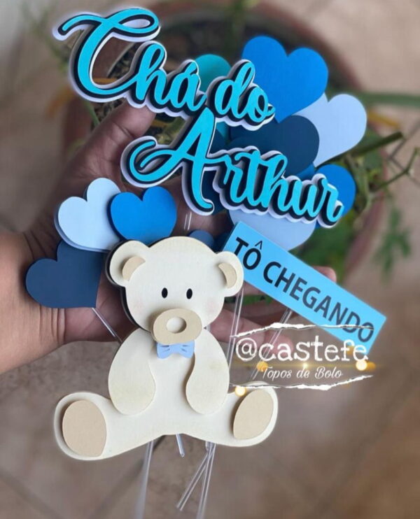 Arquivo de Corte Topo de Bolo Chá de Bebe Menino Ursinho
