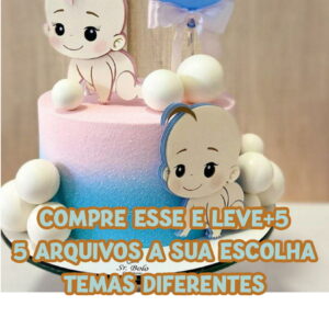 Arquivo de Corte Topo de Bolo Cha Revelação Bebês Camada