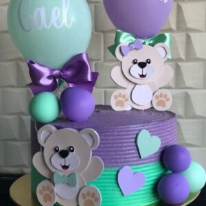 Arquivo de Corte Topo de Bolo Cha Revelação Lilas e Verde 2