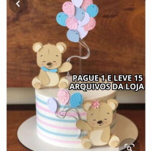 Arquivo de Corte Topo de Bolo Chá Revelação Ursinhos