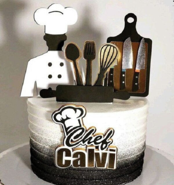 Studio/pdf Arquivo de Corte Topo de Bolo Chef Cozinha -001 - Imagem 2