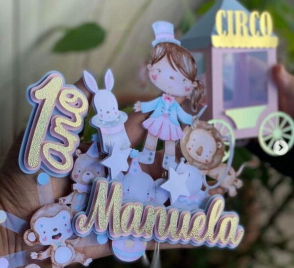 Arquivo de Corte Topo de Bolo Circo Rosa Studio