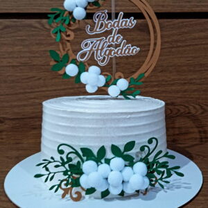 Arquivo de Corte Topo de Bolo Circular Bodas de Algodão