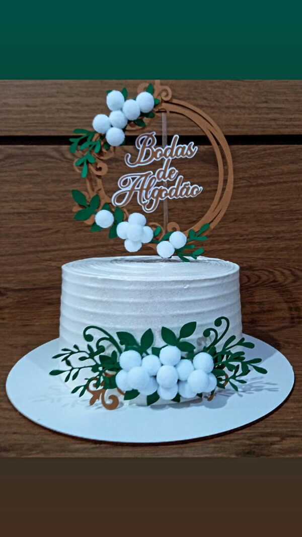 Arquivo de Corte Topo de Bolo Circular Bodas de Algodão