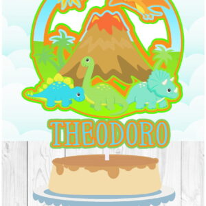 Arquivo de Corte Topo de Bolo Circular Dinossauro Baby #ab