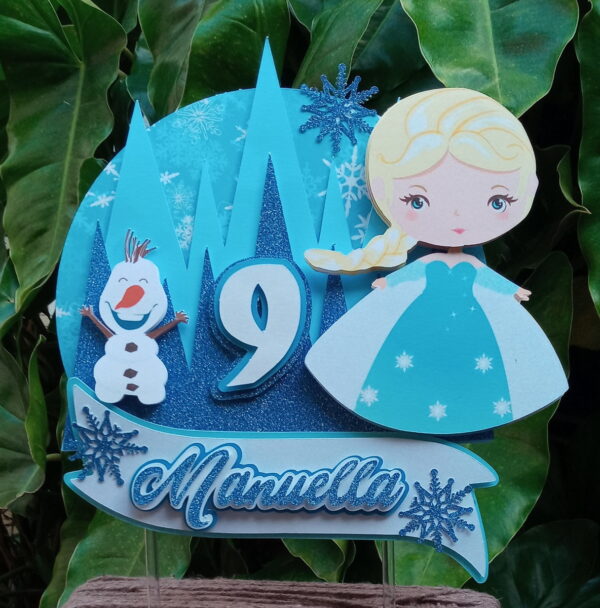 ARQUIVO DE CORTE Topo de bolo Circular Frozen Elsa Cute