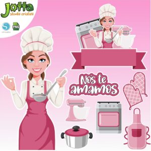 Arquivo de Corte Topo de bolo - Cozinheira - Studio PNG