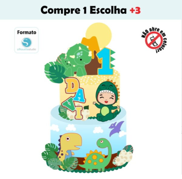 Arquivo de Corte Topo de Bolo Dino Baby