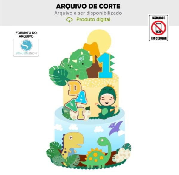 Arquivo de Corte Topo de Bolo Dinos Baby