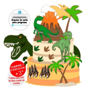 Arquivo de Corte Topo de Bolo Dinossauro