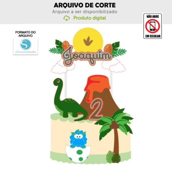 Arquivo de Corte Topo de Bolo Dinossauro