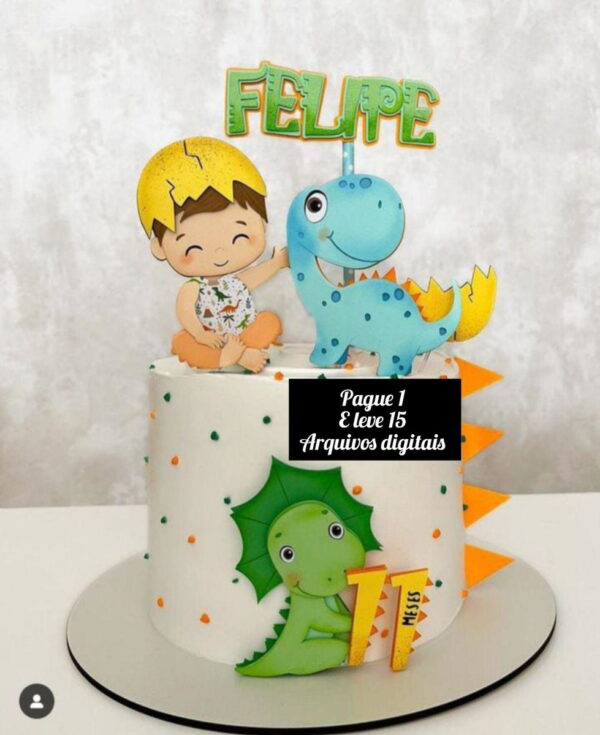Arquivo de Corte-topo de Bolo Dinossauro Baby