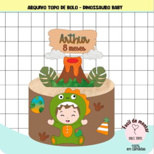 Arquivo de Corte - Topo de Bolo Dinossauro Baby