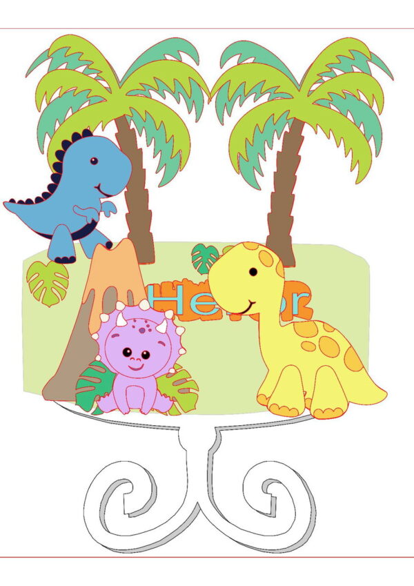Arquivo de Corte Topo de Bolo Dinossauro Baby *Studio