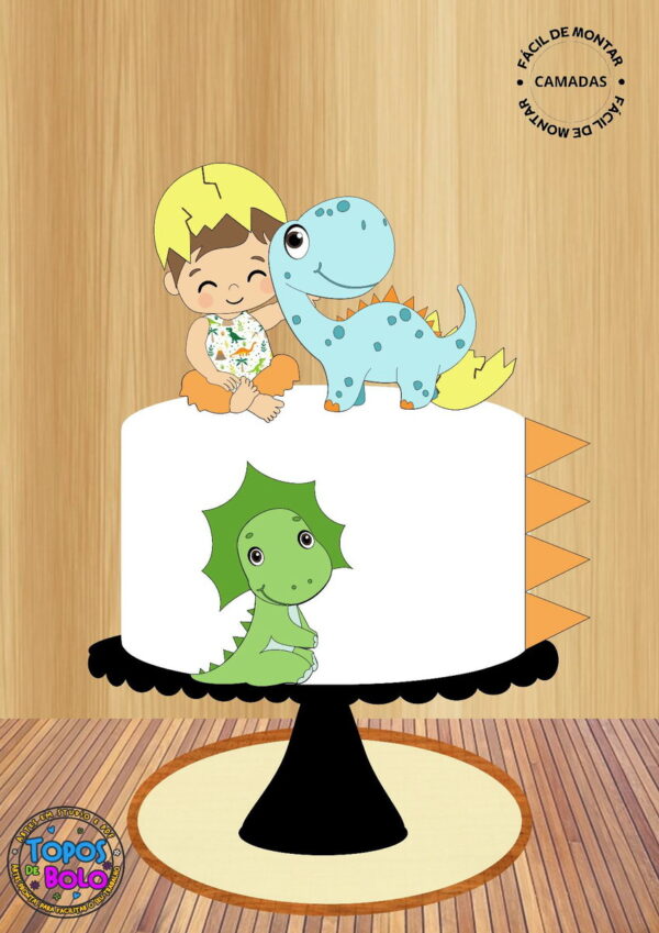 Arquivo de Corte Topo de Bolo Dinossauro Bebê