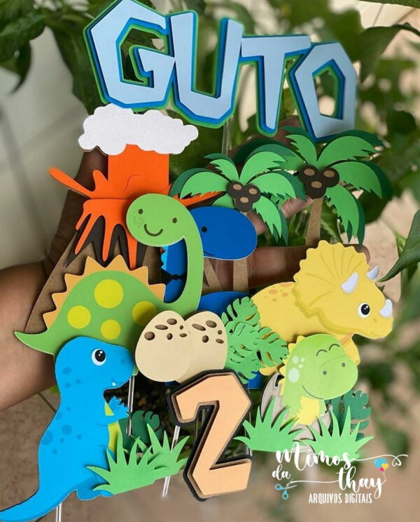 Arquivo de Corte: Topo de Bolo Dinossauro Cute 018