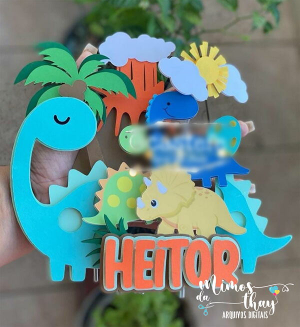 Arquivo de Corte: Topo de Bolo Dinossauro Cute 019