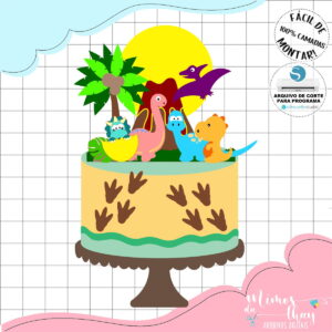 Arquivo de Corte: Topo de Bolo Dinossauro Cute 032