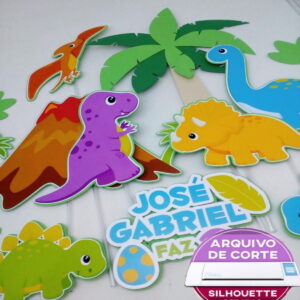 Arquivo de Corte Topo de Bolo Dinossauro cute baby Studio